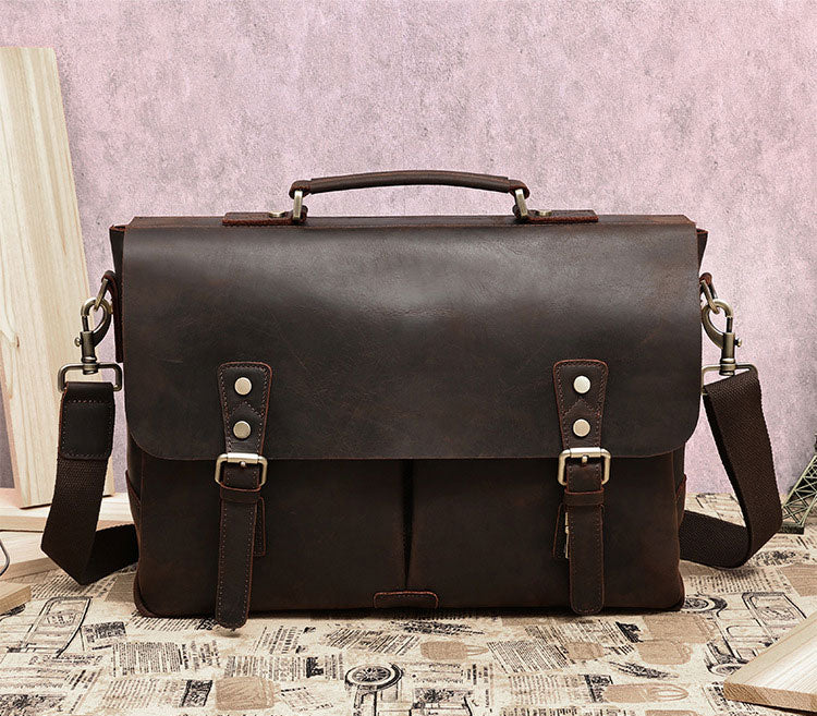 Taiwan Lee Kee Leather Goods หนังเต็มหนังม้าบ้ากระเป๋าเอกสารพกพาหมายเลข 6596 กระเป๋าหนังวัวชั้นแรกหนังหนังแท้ทำด้วยมือของแท้เครื่องหนัง