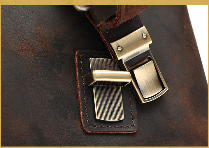 Taiwan Lee Kee Leather Goods หนังเต็มหนังม้าบ้ากระเป๋าเอกสารพกพาหมายเลข 6596 กระเป๋าหนังวัวชั้นแรกหนังหนังแท้ทำด้วยมือของแท้เครื่องหนัง