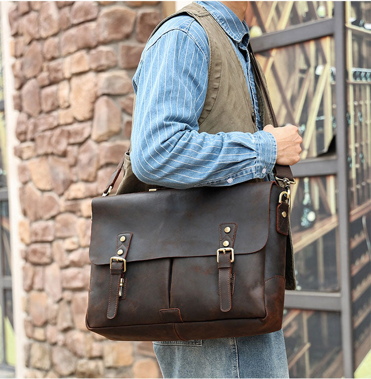 Taiwan Lee Kee Leather Goods หนังเต็มหนังม้าบ้ากระเป๋าเอกสารพกพาหมายเลข 6596 กระเป๋าหนังวัวชั้นแรกหนังหนังแท้ทำด้วยมือของแท้เครื่องหนัง