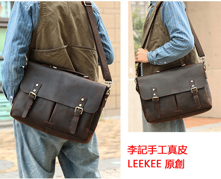 Taiwan Lee Kee Leather Goods หนังเต็มหนังม้าบ้ากระเป๋าเอกสารพกพาหมายเลข 6596 กระเป๋าหนังวัวชั้นแรกหนังหนังแท้ทำด้วยมือของแท้เครื่องหนัง