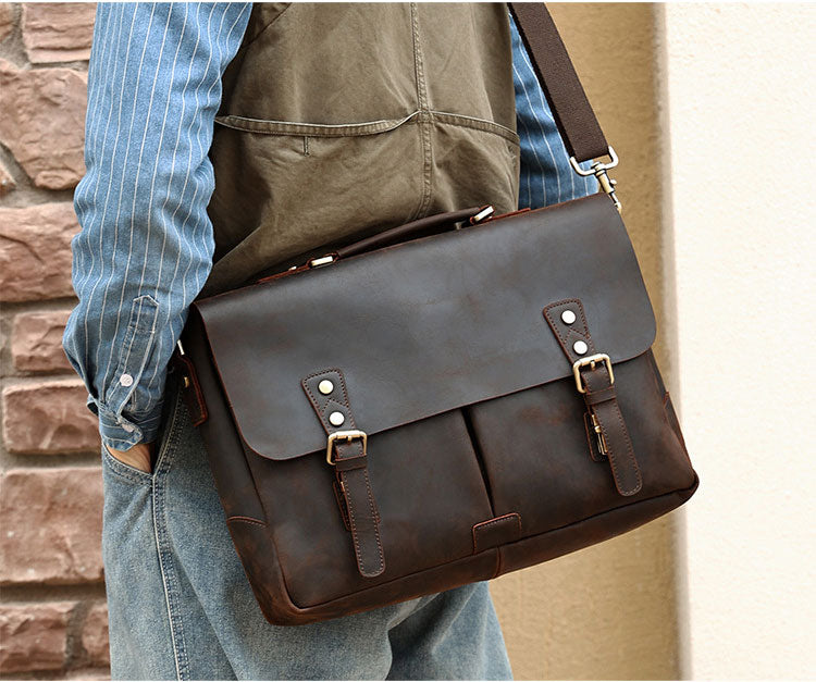 Taiwan Lee Kee Leather Goods หนังเต็มหนังม้าบ้ากระเป๋าเอกสารพกพาหมายเลข 6596 กระเป๋าหนังวัวชั้นแรกหนังหนังแท้ทำด้วยมือของแท้เครื่องหนัง