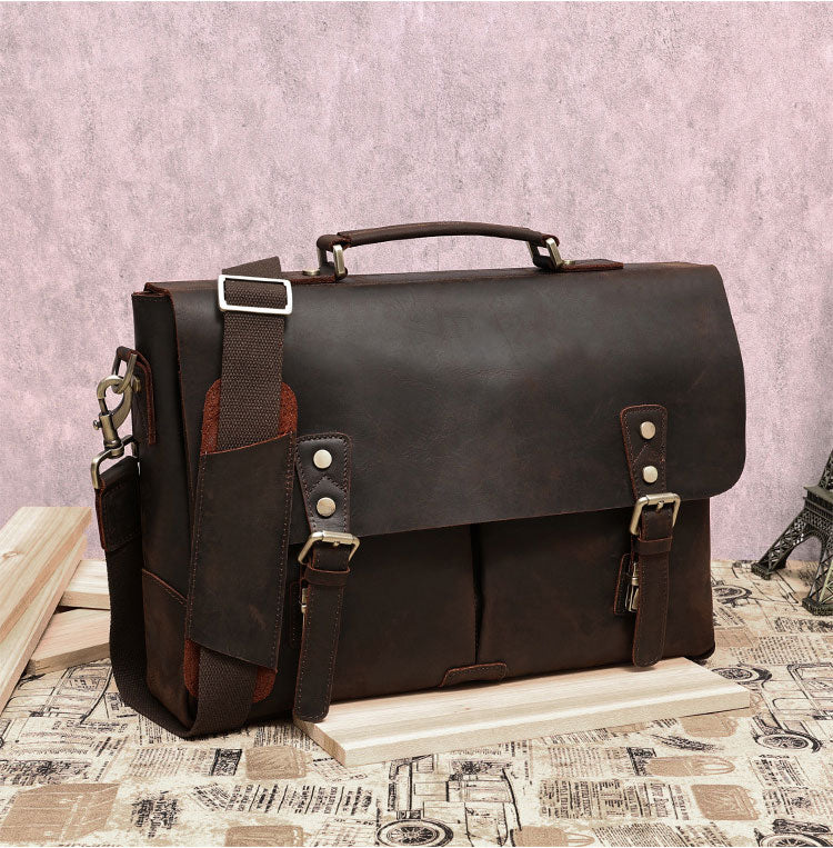 Taiwan Lee Kee Leather Goods หนังเต็มหนังม้าบ้ากระเป๋าเอกสารพกพาหมายเลข 6596 กระเป๋าหนังวัวชั้นแรกหนังหนังแท้ทำด้วยมือของแท้เครื่องหนัง