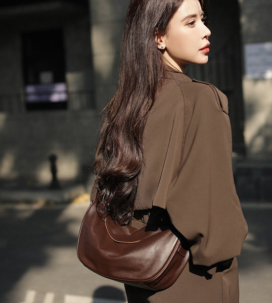 Taiwan Lee Kee Leather Goods Lee Kee Original Handmade Leather European and American Retro First Layer Leather Dumpling Bag No. 6802 Original Handmade Leather Leather Goods