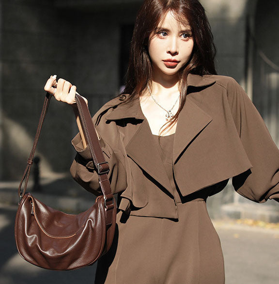 Taiwan Lee Kee Leather Goods Lee Kee Original Handmade Leather European and American Retro First Layer Leather Dumpling Bag No. 6802 Original Handmade Leather Leather Goods