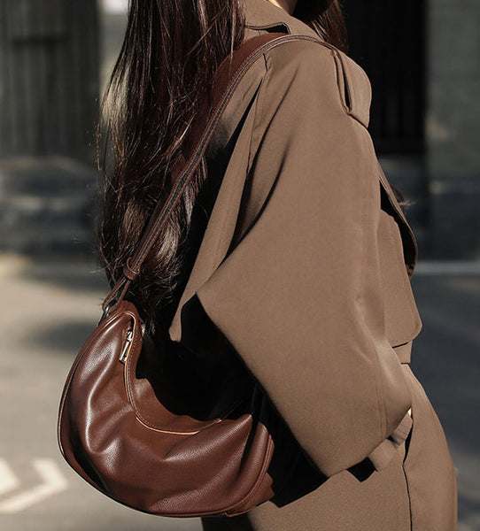 Taiwan Lee Kee Leather Goods Lee Kee Original Handmade Leather European and American Retro First Layer Leather Dumpling Bag No. 6802 Original Handmade Leather Leather Goods