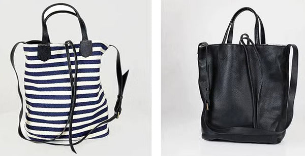 Taiwan Lee Kee Leather Goods Lee Kee original handmade genuine leather dual-purpose soft cowhide canvas tote bag full of design sense No. 80391 original handmade genuine leather leather goods