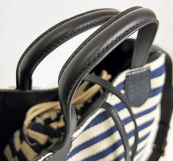 Taiwan Lee Kee Leather Goods Lee Kee original handmade genuine leather dual-purpose soft cowhide canvas tote bag full of design sense No. 80391 original handmade genuine leather leather goods