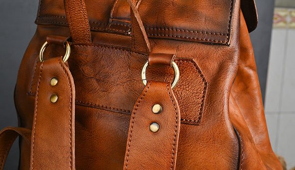 Taiwan Lee Kee Leather Goods Lee Kee original genuine leather handmade vegetable tanned cowhide 21-inch backpack travel bag No. 88036