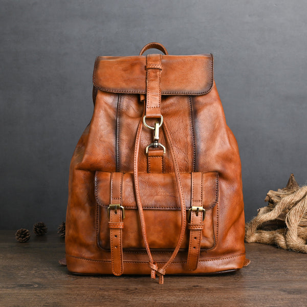 Taiwan Lee Kee Leather Goods Lee Kee original genuine leather handmade vegetable tanned cowhide 21-inch backpack travel bag No. 88036