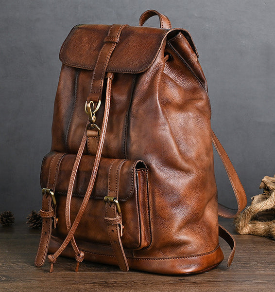 Taiwan Lee Kee Leather Goods Lee Kee original genuine leather handmade vegetable tanned cowhide 21-inch backpack travel bag No. 88036