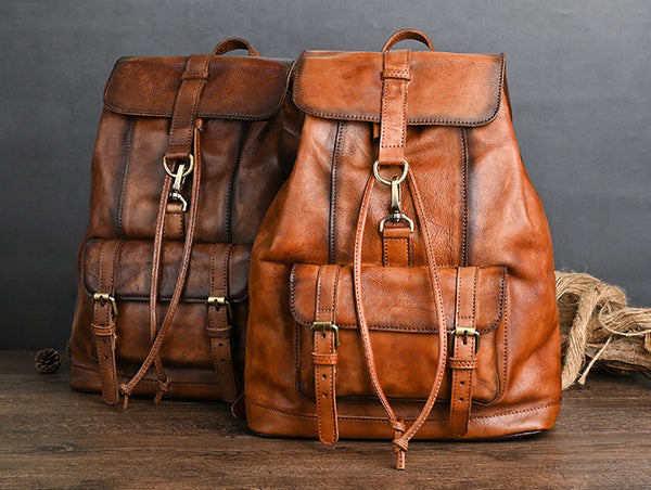 Taiwan Lee Kee Leather Goods Lee Kee original genuine leather handmade vegetable tanned cowhide 21-inch backpack travel bag No. 88036