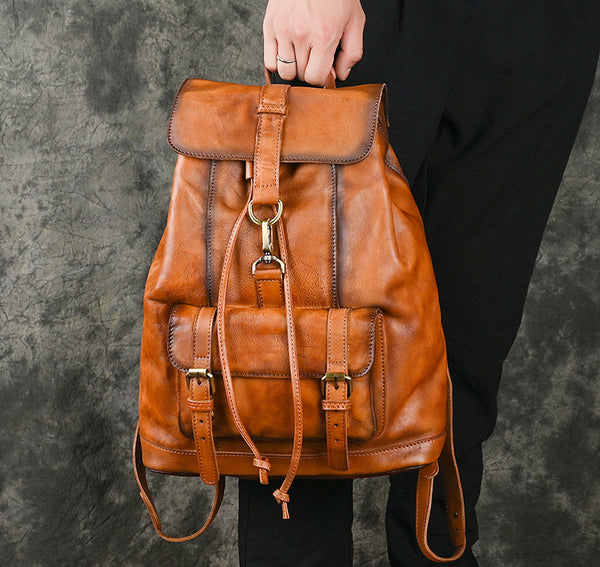 Taiwan Lee Kee Leather Goods Lee Kee original genuine leather handmade vegetable tanned cowhide 21-inch backpack travel bag No. 88036