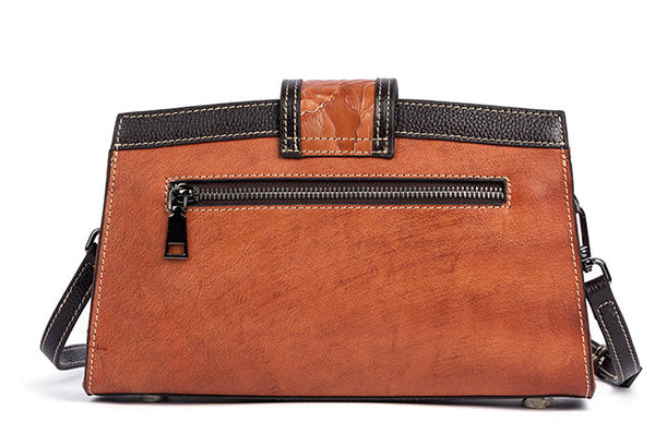 Taiwan Lee Kee Leather Goods Lee Kee Original Handmade หนังแท้ Rubbed Colored Flip Small Square Bag No. 9033 หนังแท้ทำด้วยมือของแท้ Leather Goods