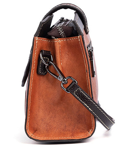 Taiwan Lee Kee Leather Goods Lee Kee Original Handmade หนังแท้ Rubbed Colored Flip Small Square Bag No. 9033 หนังแท้ทำด้วยมือของแท้ Leather Goods