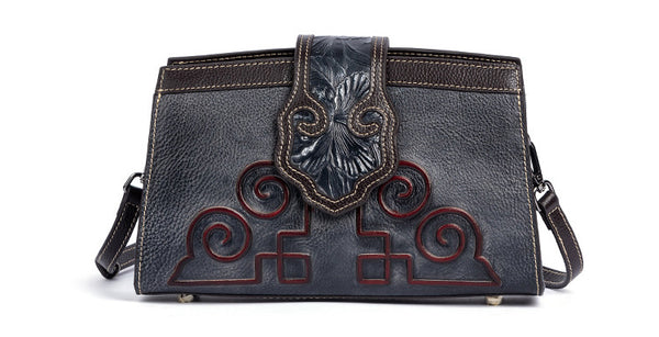 Taiwan Lee Kee Leather Goods Lee Kee Original Handmade หนังแท้ Rubbed Colored Flip Small Square Bag No. 9033 หนังแท้ทำด้วยมือของแท้ Leather Goods