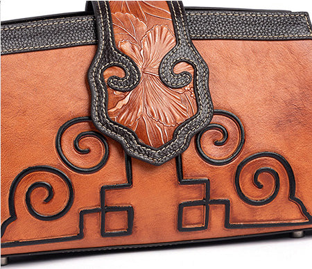 Taiwan Lee Kee Leather Goods Lee Kee Original Handmade หนังแท้ Rubbed Colored Flip Small Square Bag No. 9033 หนังแท้ทำด้วยมือของแท้ Leather Goods