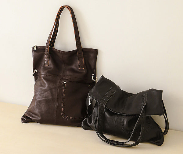 Taiwan Lee Kee Leather Goods Lee Kee Original Handmade Genuine Leather Summer Lazy Style Casual Versatile Tote Bag No. 9161 Original Handmade Genuine Leather Goods
