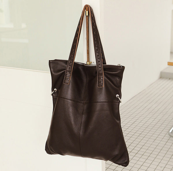Taiwan Lee Kee Leather Goods Lee Kee Original Handmade Genuine Leather Summer Lazy Style Casual Versatile Tote Bag No. 9161 Original Handmade Genuine Leather Goods