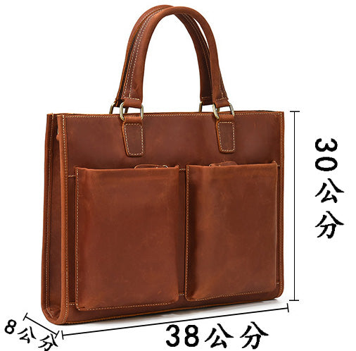 Taiwan Lee Kee Leather Goods Lee Kee Original Handmade Leather Crazy Horse Leather Business Official Document 14-inch Laptop Bag No. 9210 Original Handmade Leather Leather Goods