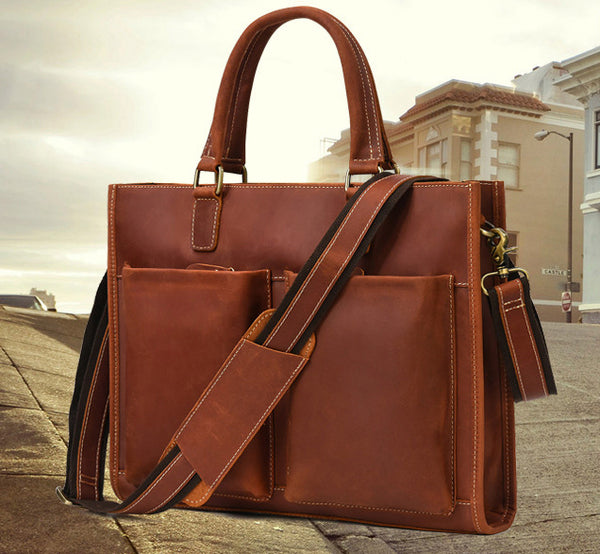 Taiwan Lee Kee Leather Goods Lee Kee Original Handmade Leather Crazy Horse Leather Business Official Document 14-inch Laptop Bag No. 9210 Original Handmade Leather Leather Goods