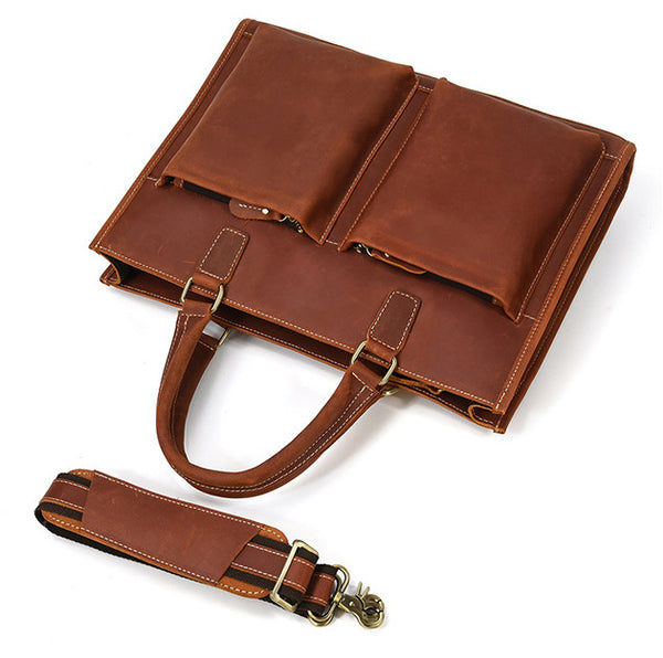 Taiwan Lee Kee Leather Goods Lee Kee Original Handmade Leather Crazy Horse Leather Business Official Document 14-inch Laptop Bag No. 9210 Original Handmade Leather Leather Goods