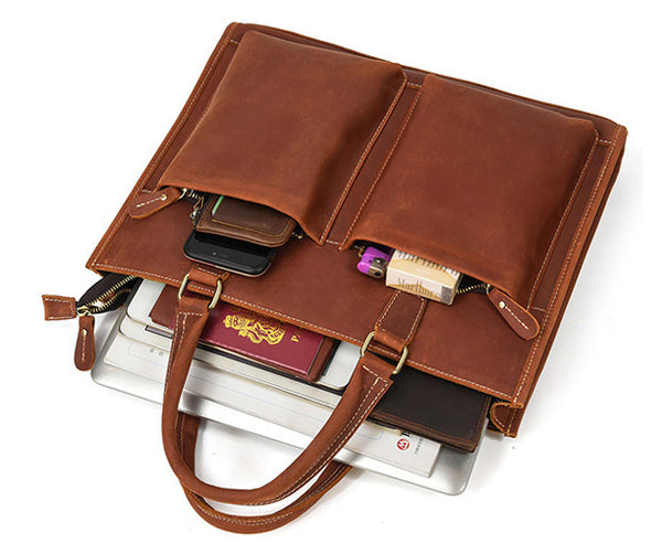 Taiwan Lee Kee Leather Goods Lee Kee Original Handmade Leather Crazy Horse Leather Business Official Document 14-inch Laptop Bag No. 9210 Original Handmade Leather Leather Goods