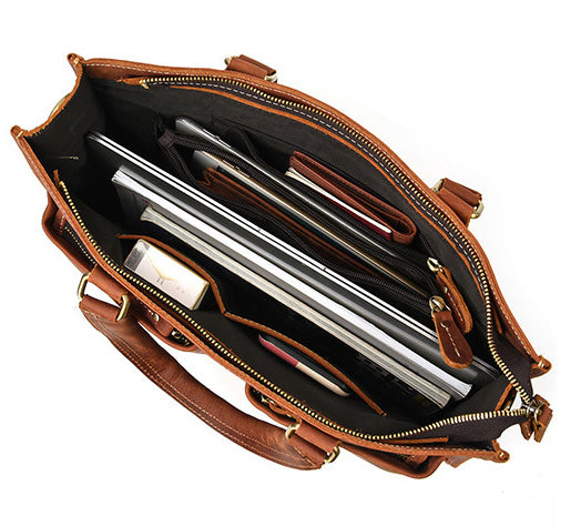 Taiwan Lee Kee Leather Goods Lee Kee Original Handmade Leather Crazy Horse Leather Business Official Document 14-inch Laptop Bag No. 9210 Original Handmade Leather Leather Goods