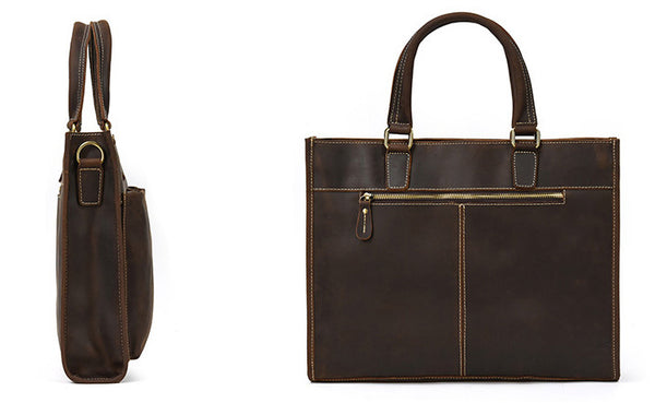 Taiwan Lee Kee Leather Goods Lee Kee Original Handmade Leather Crazy Horse Leather Business Official Document 14-inch Laptop Bag No. 9210 Original Handmade Leather Leather Goods