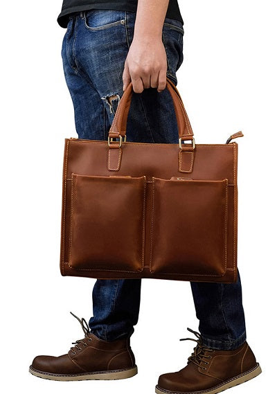 Taiwan Lee Kee Leather Goods Lee Kee Original Handmade Leather Crazy Horse Leather Business Official Document 14-inch Laptop Bag No. 9210 Original Handmade Leather Leather Goods