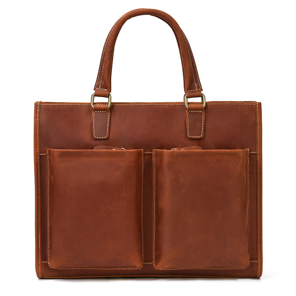 Taiwan Lee Kee Leather Goods Lee Kee Original Handmade Leather Crazy Horse Leather Business Official Document 14-inch Laptop Bag No. 9210 Original Handmade Leather Leather Goods