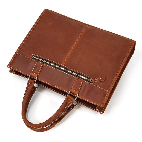 Taiwan Lee Kee Leather Goods Lee Kee Original Handmade Leather Crazy Horse Leather Business Official Document 14-inch Laptop Bag No. 9210 Original Handmade Leather Leather Goods