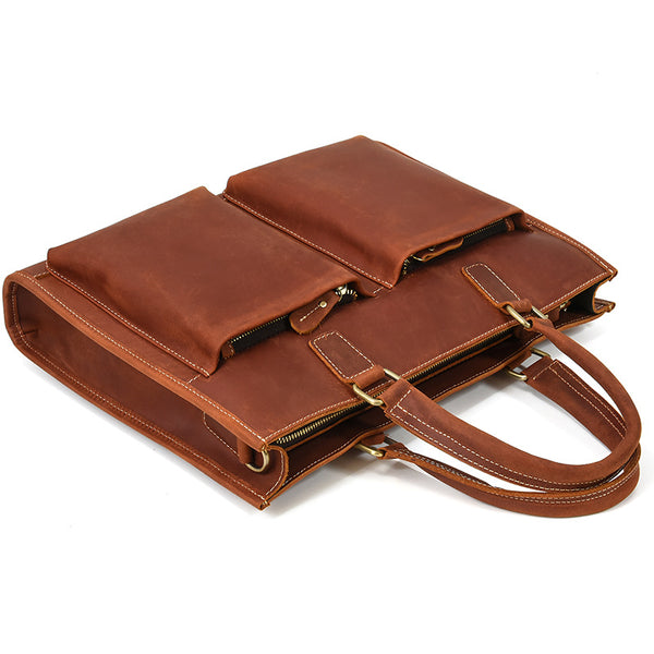 Taiwan Lee Kee Leather Goods Lee Kee Original Handmade Leather Crazy Horse Leather Business Official Document 14-inch Laptop Bag No. 9210 Original Handmade Leather Leather Goods
