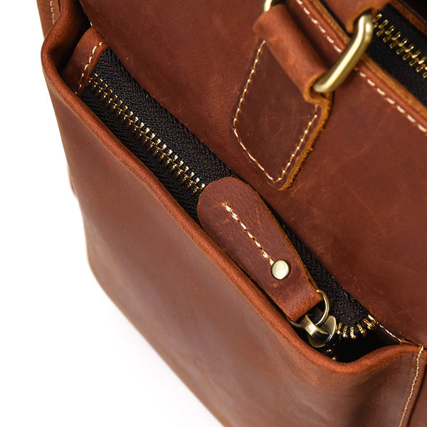 Taiwan Lee Kee Leather Goods Lee Kee Original Handmade Leather Crazy Horse Leather Business Official Document 14-inch Laptop Bag No. 9210 Original Handmade Leather Leather Goods