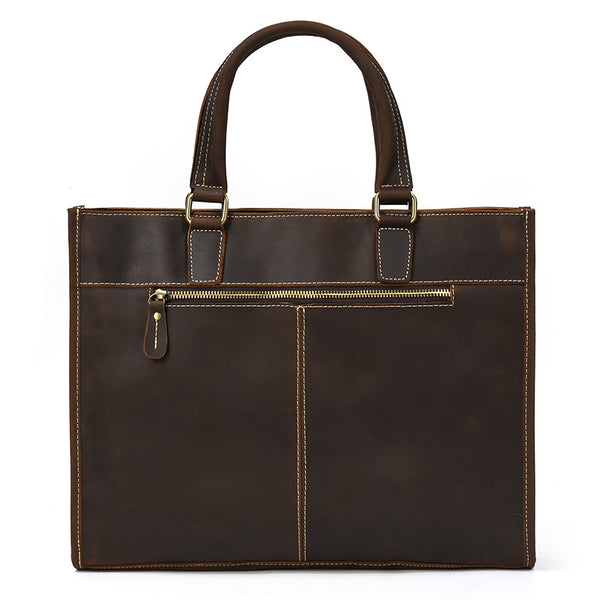 Taiwan Lee Kee Leather Goods Lee Kee Original Handmade Leather Crazy Horse Leather Business Official Document 14-inch Laptop Bag No. 9210 Original Handmade Leather Leather Goods