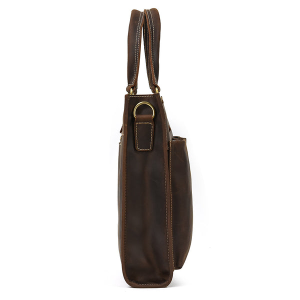 Taiwan Lee Kee Leather Goods Lee Kee Original Handmade Leather Crazy Horse Leather Business Official Document 14-inch Laptop Bag No. 9210 Original Handmade Leather Leather Goods