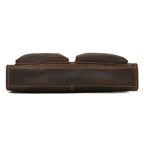 Taiwan Lee Kee Leather Goods Lee Kee Original Handmade Leather Crazy Horse Leather Business Official Document 14-inch Laptop Bag No. 9210 Original Handmade Leather Leather Goods