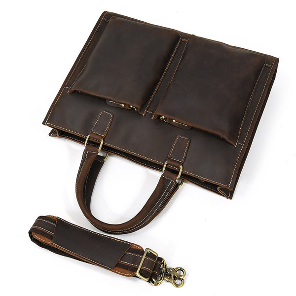 Taiwan Lee Kee Leather Goods Lee Kee Original Handmade Leather Crazy Horse Leather Business Official Document 14-inch Laptop Bag No. 9210 Original Handmade Leather Leather Goods