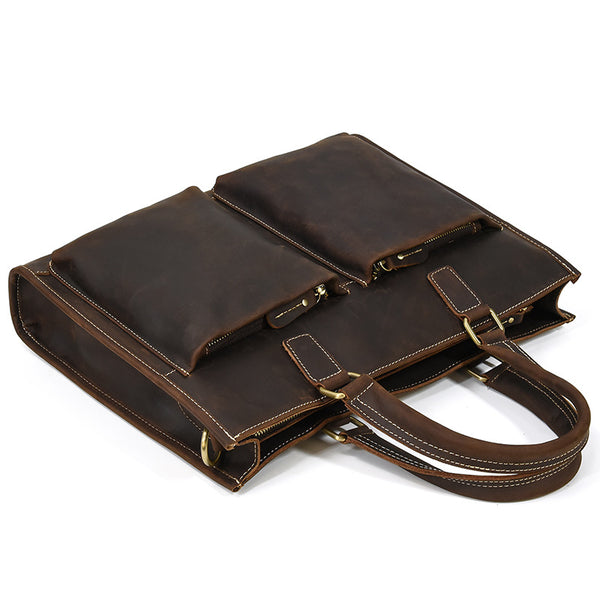 Taiwan Lee Kee Leather Goods Lee Kee Original Handmade Leather Crazy Horse Leather Business Official Document 14-inch Laptop Bag No. 9210 Original Handmade Leather Leather Goods