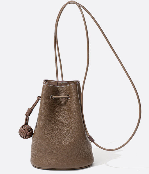 Taiwan Lee Kee Leather Goods Lee Kee original handmade leather Korean style simple first-layer cowhide drawstring bucket bag No. 9697 original handmade leather goods