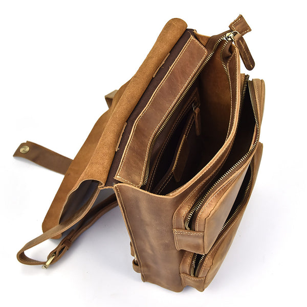 台灣李記皮具 李記 原創真皮手工 無性別 瘋馬皮優れた製造後背包B1029號原創手工真皮 皮件