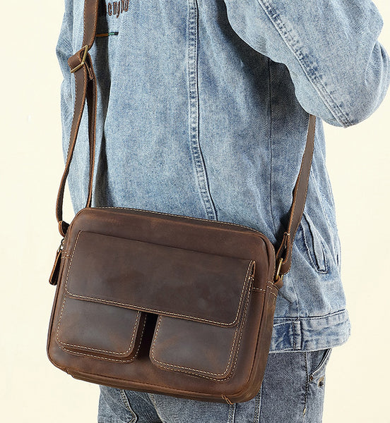 台灣李記皮具 李記 原創真皮手工 日系 瘋馬皮 耐磨郵差包D-212號原創手工真皮 皮件