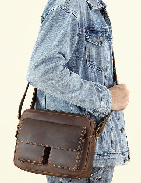 台灣李記皮具 李記 原創真皮手工 日系 瘋馬皮 耐磨郵差包D-212號原創手工真皮 皮件