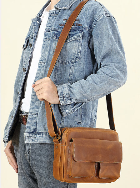 台灣李記皮具 李記 原創真皮手工 日系 瘋馬皮 耐磨郵差包D-212號原創手工真皮 皮件