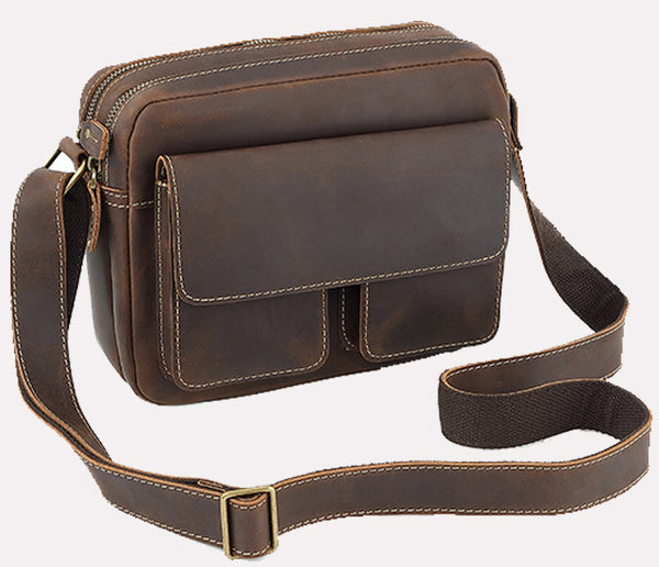 台灣李記皮具 李記 原創真皮手工 日系 瘋馬皮 耐磨郵差包D-212號原創手工真皮 皮件