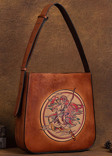 台灣李記皮具 李記 原創真皮手工 射手座エン壓花復古の單肩包D8109號原創手工真皮 皮件