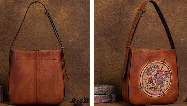 台灣李記皮具 李記 原創真皮手工 射手座エン壓花復古の單肩包D8109號原創手工真皮 皮件