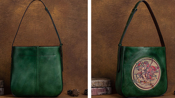 台灣李記皮具 李記 原創真皮手工 射手座エン壓花復古の單肩包D8109號原創手工真皮 皮件