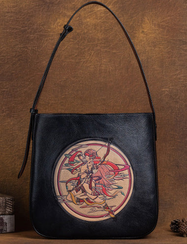 台灣李記皮具 李記 原創真皮手工 射手座エン壓花復古の單肩包D8109號原創手工真皮 皮件