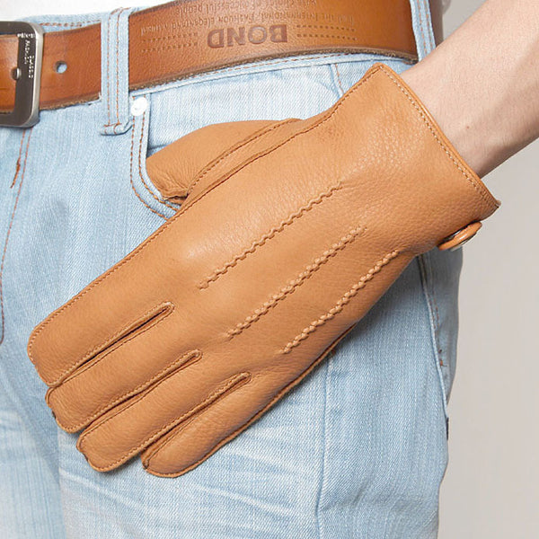 台灣李記皮具 李記 原創真皮手工 進口鹿皮ミ冬季保暖羊絨裏襯駕駛開車手套EM012號原創手工真皮 皮件