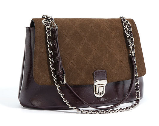 Taiwan Lee Kee Leather Goods Lee Kee Original Handmade Genuine Leather Large Capacity Matte Leather Plaid Color Block Shoulder Bag No. M7780 Original Handmade Genuine Leather Leather Goods